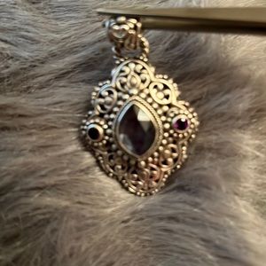 SARDA artisan Pendant filigree detail in 9.25 sterling silver purple quartz